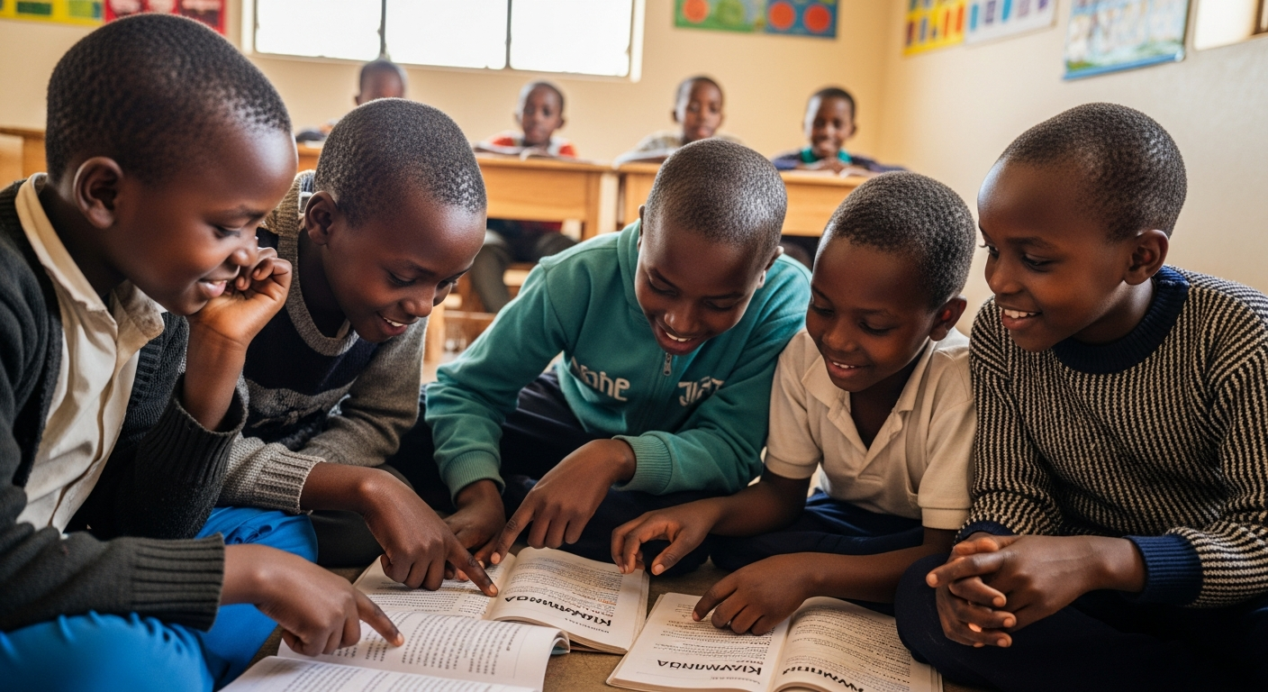 Children learning Kinyarwanda